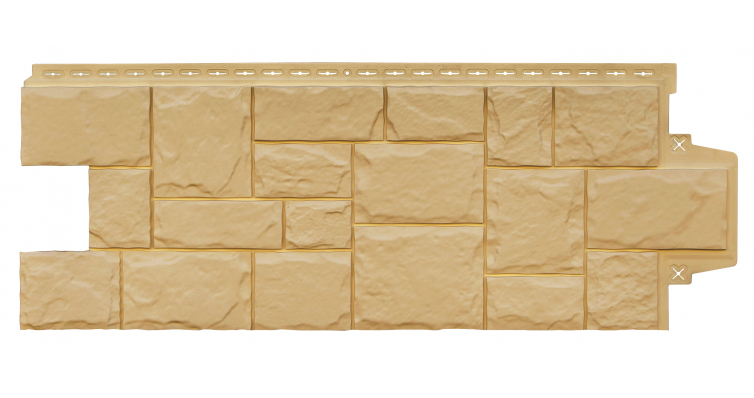 Фасадная панель Grand Line Classic Крупный камень моноцвет 0,995х0,39 Песочный