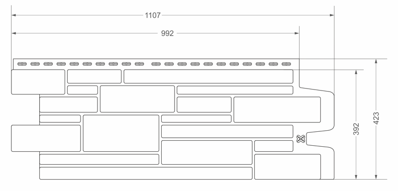 Фасадная панель Grand Line Classic Камелот моноцвет 0,992х0,392 Молочный