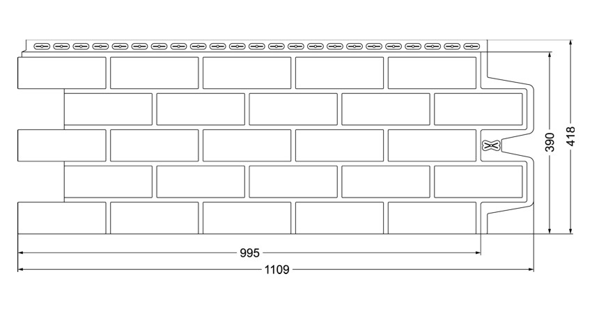 Фасадная панель Grand Line Classic состаренный кирпич моноцвет 0,995х0,39 Серый